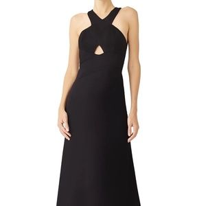 Aidan Rent the Runway Black crepe cutout halter neck gown sz 8 $195